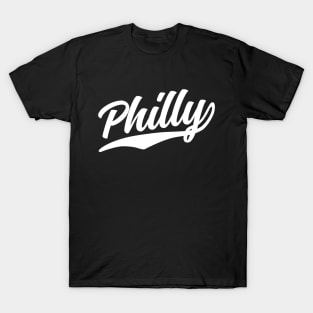 Philly Cursive White Athletic Vintage Script T-Shirt